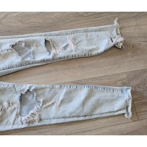American Eagle Super Hi Rise Jegging Jeans Super Destroy Ripped Size 4 Short - Picture 3 of 12